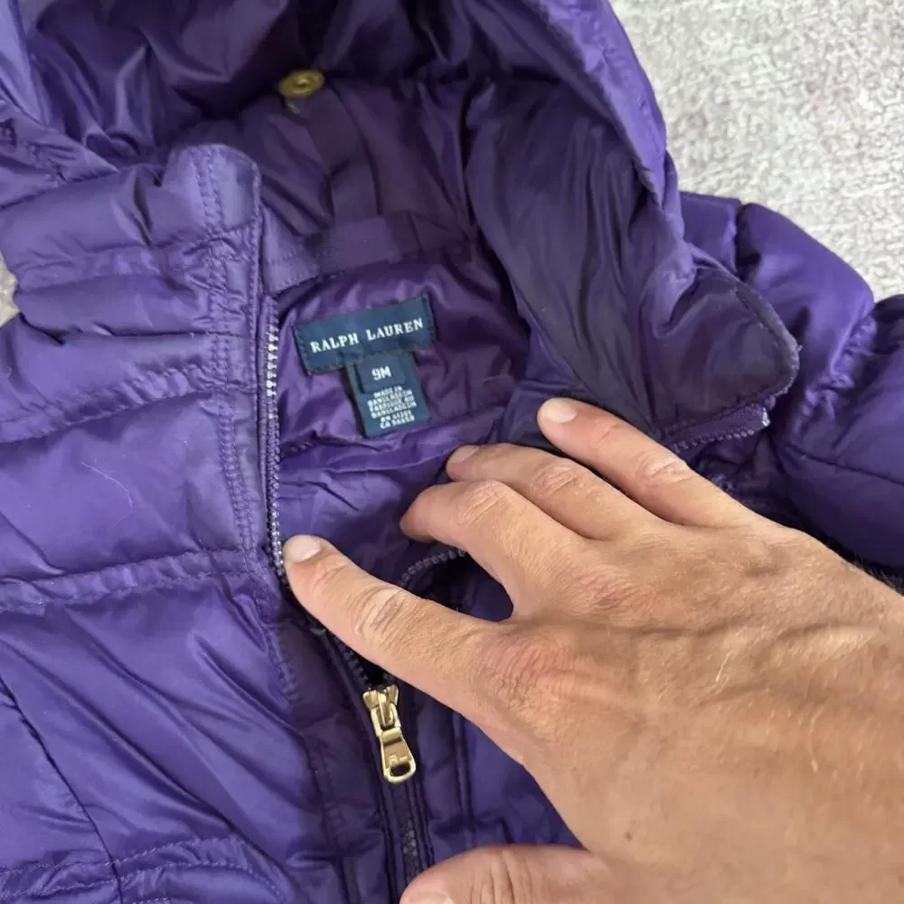 Baby Vintage Ralph Lauren Purple Gold The Gorham Down Puffer Coat Jacket Sz 9M